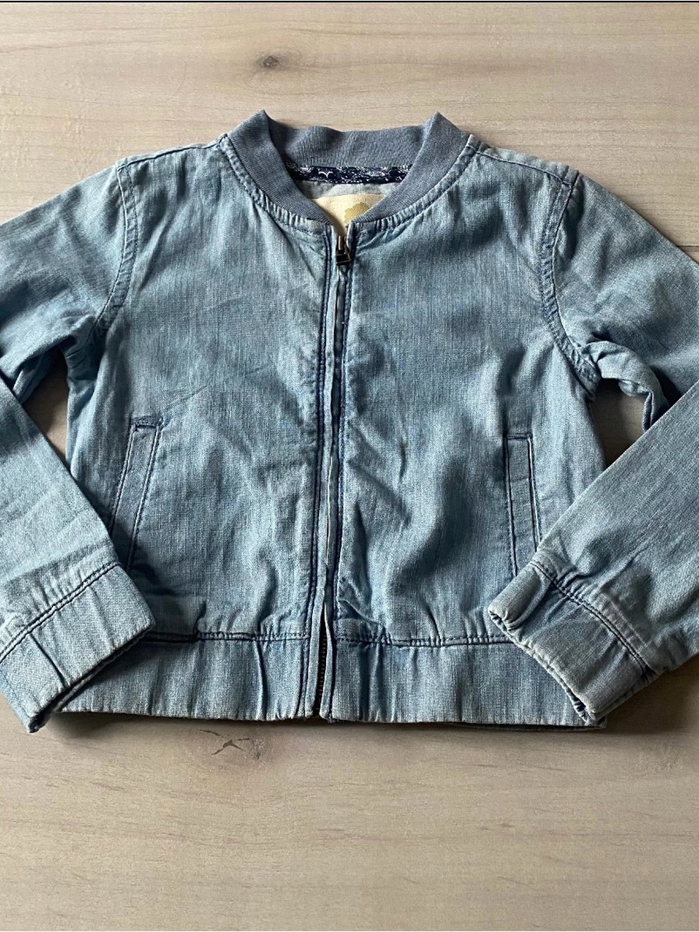 Tucker + Tate Kids Light Blue Chambray Denim Bomber Jacket - Soft Zip Front